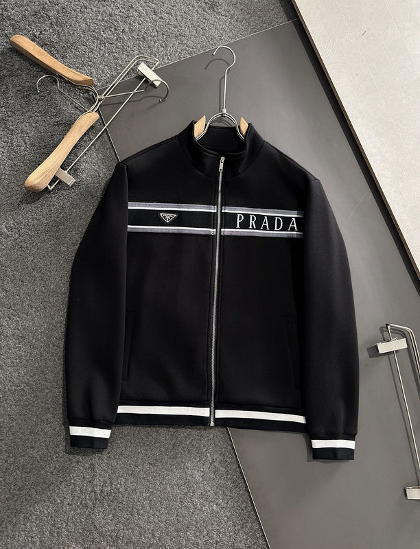 Prada Black Zip-Up Hoodie and Pants Set